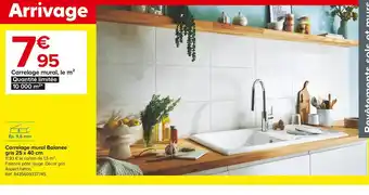 Castorama Carrelage mural balanee gris 25 x 40 cm offre