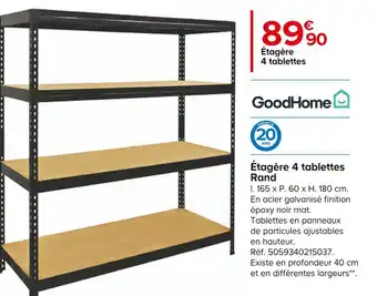 Castorama Good home étagère 4 tablettes rand offre
