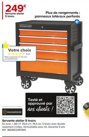 Castorama Magnusson servante atelier 5 tiroirs offre