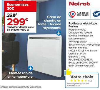 Castorama Noirot radiateur électrique fusion offre