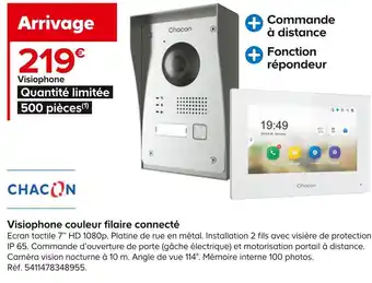 Castorama Chacon visiophone couleur filaire connecté offre