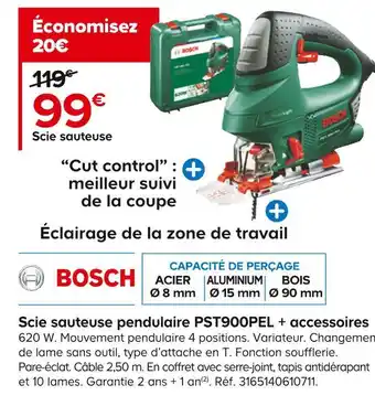 Castorama Bosch scie sauteuse pendulaire pst900pel + accessoires offre