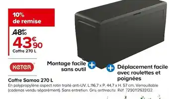 Castorama Keter coffre samoa 270 l offre