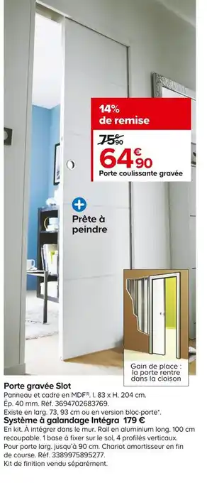 Castorama Porte gravée slot offre