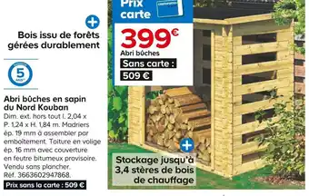 Castorama Abri bûches en sapin du nord kouban offre