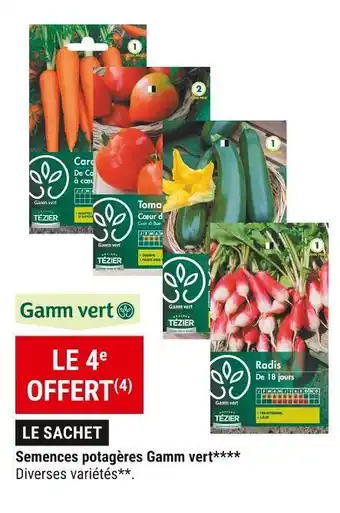 Gamm vert Gamm vert bon plan sur semences potagères de la marque gamm vert offre