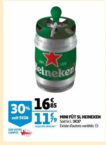 Auchan Mini fût 5l heineken offre