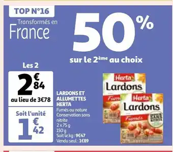 Auchan Supermarché Lardons et allumettes herta offre