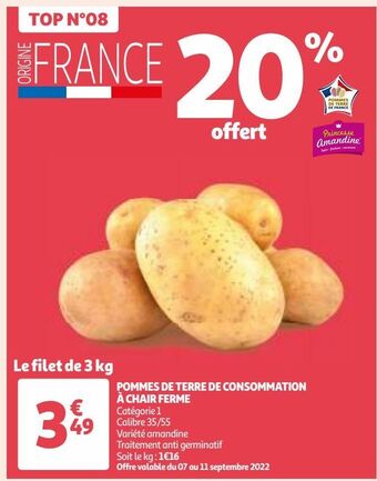 Auchan Supermarché Pommes de terre de consommation à chair ferme offre