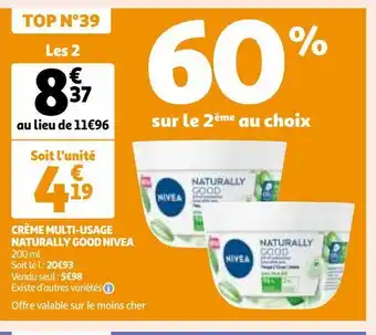 Auchan Supermarché Crème multi-usage naturally good nivea offre