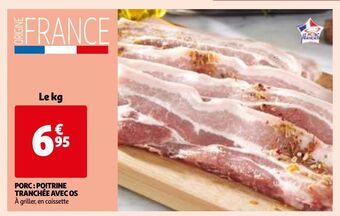 Auchan Supermarché Porc : poitrine tranchée avec os offre
