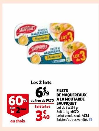 Auchan Supermarché Filets de maquereaux à la moutarde saupiquet offre