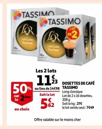 Auchan Supermarché Dosettes de café tassimo offre