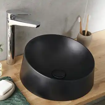 Brico Dépôt Goodhome vasque à poser résine noire allos offre