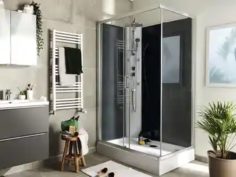 Brico Dépôt Goodhome cabine de douche hydromassante "onega" - gris - l. 80 x l. 120 x h. 225 cm offre