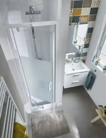 Brico Dépôt Cooke and lewis porte de douche pivotante réversible l. 70 cm en verre aspect dépoli offre