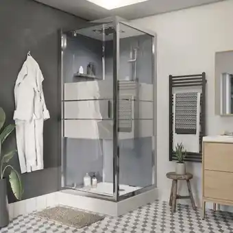 Brico Dépôt Goodhome cabine de douche hydromassante "beloya" miroir - l.90 x l.90 x h.220 cm offre