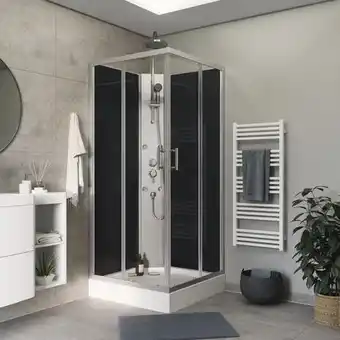 Brico Dépôt Goodhome cabine de douche hydromassante "onega" - gris - l. 85 x l. 85 x h. 225 cm offre