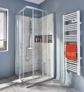 Brico Dépôt Cooke and lewis porte de douche angle droit onega l. 90 cm en verre transparent offre