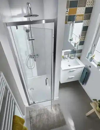 Brico Dépôt Cooke and lewis porte de douche pivotante réversible l. 80 cm en verre transparent offre