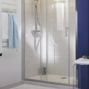 Brico Dépôt Cooke and lewis porte de douche coulissante 2 volets l. 120 cm en verre transparent offre