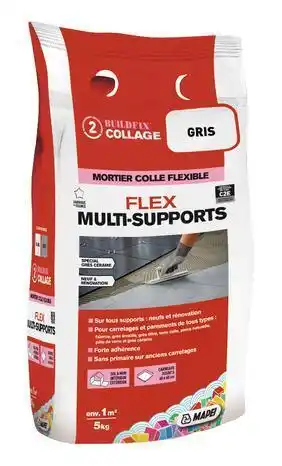Brico Dépôt Mapei mortier colle flex multisupport c2e* - gris - 5 kg offre