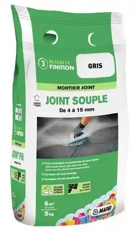 Brico Dépôt Mapei mortier joint souple gris pour sols et murs, intérieurs et extérieurs - sac de 5 kg offre