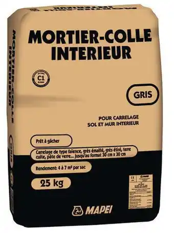 Brico Dépôt Mapei mortier colle gris pour carrelage - 25 kg offre