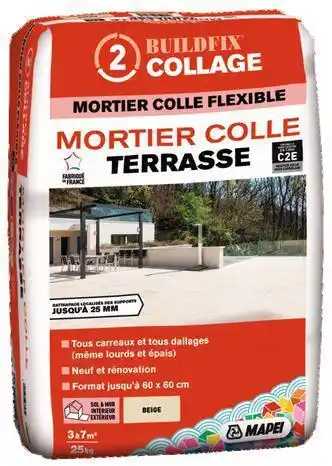 Brico Dépôt Mapei mortier colle terrasse beige - 25 kg offre