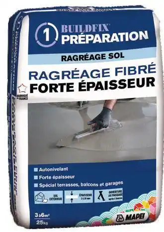 Brico Dépôt Mapei ragréage fibré forte épaisseur - 25 kg offre