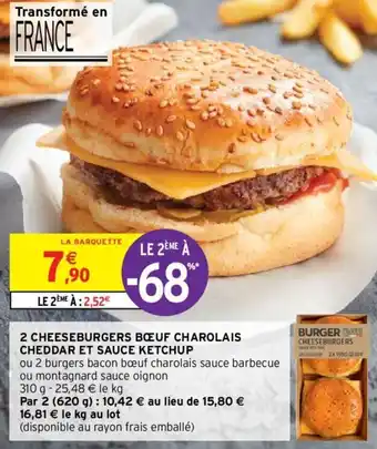 Intermarché 2 cheeseburgers bœuf charolais cheddar et sauce ketchup offre