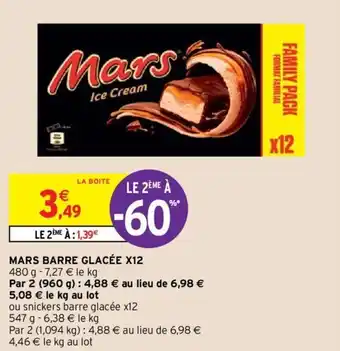 Intermarché MARS barre glacée X12 offre