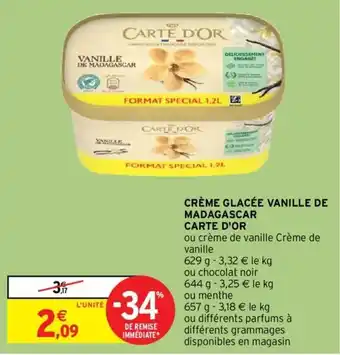 Intermarché CARTE D'OR crème glacée vanille de madagascar offre