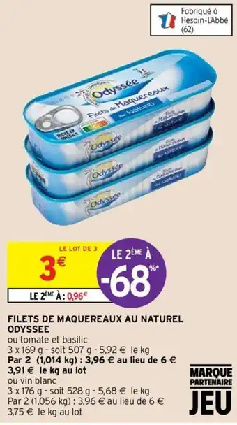Intermarché ODYSSE filets de maquereaux au naturel offre