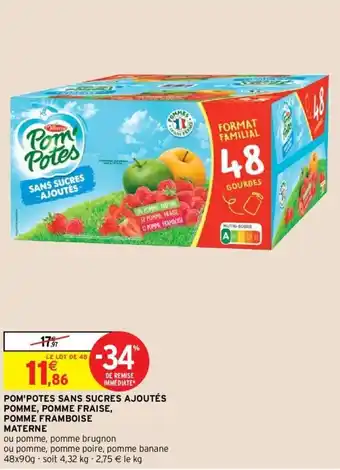 Intermarché Pom'potes sans sucres ajoutés pomme offre