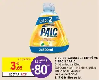 Intermarché PAIC liquide vaisselle extrême citron offre