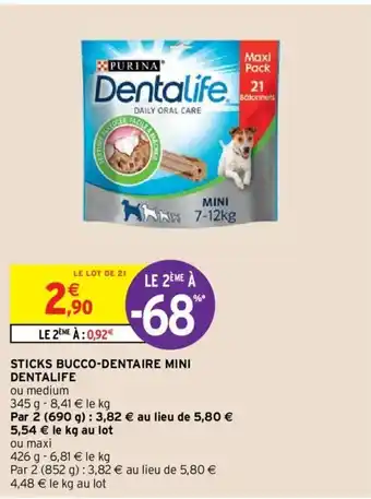 Intermarché DENTALIFE sticks bucco-dentaire mini offre
