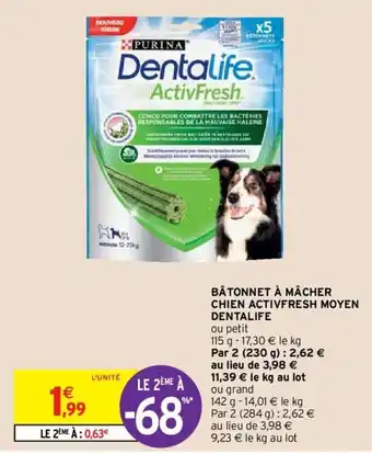 Intermarché DENTALIFE bâtonnet à mâcher chien activfresh moyen offre