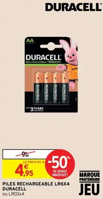 Intermarché DURACELL piles rechargeable LR6X4 offre