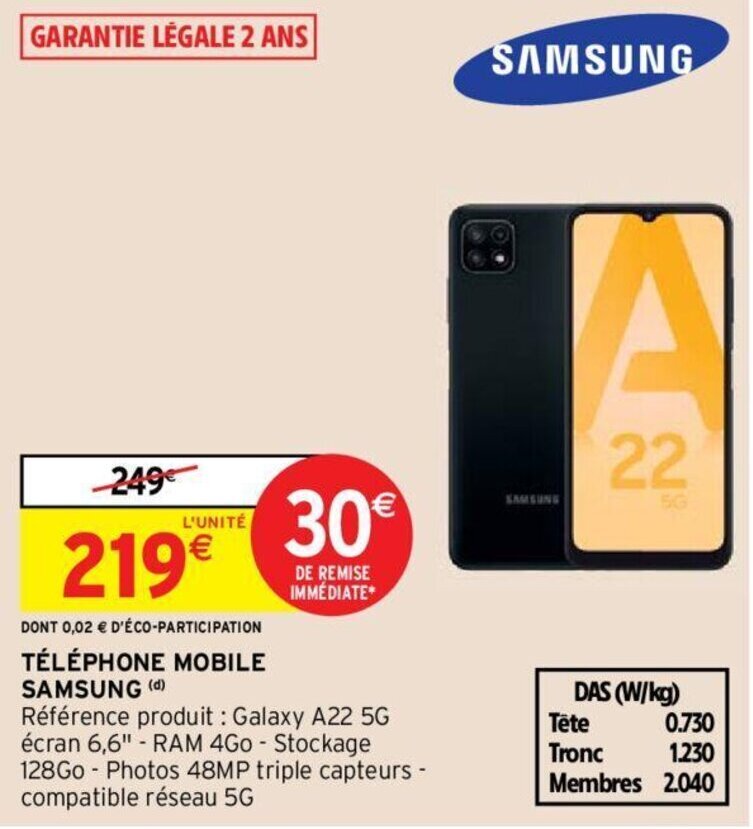 Promo SAMSUNG téléphone mobile chez Intermarché