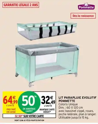 Intermarché Lit parapluie evolutif pommette offre