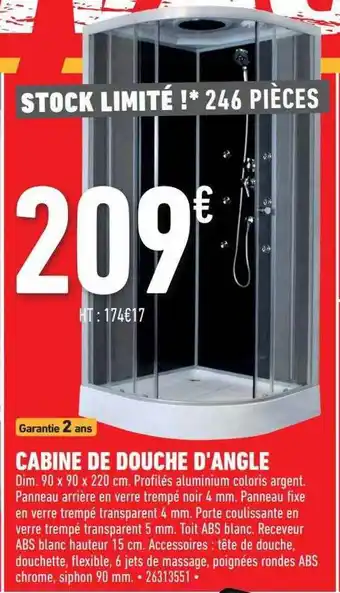 Brico Cash Cabine de douche d'angle offre