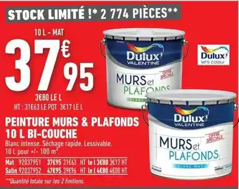 Brico Cash Peinture murs & plafonds 10 l bi-couche dulux valentine offre