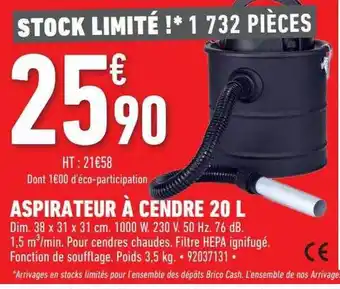 Brico Cash Aspirateur à cendre 20 l offre