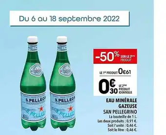 Supeco Eau minérale gazeuse san pellegrino offre