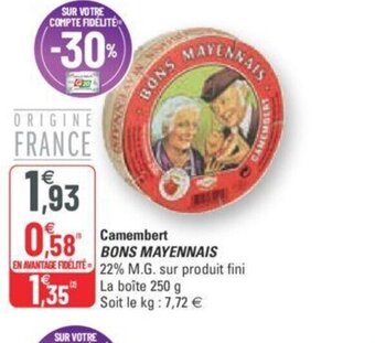 G20 Bons Mayennais Camembert offre