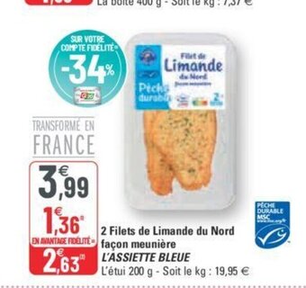 G20 2 Filets de Limande du Nord façon meunière l'Assiette Bleue offre