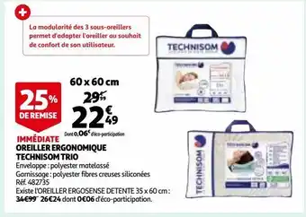 Auchan Oreiller ergonomique technisom trio offre