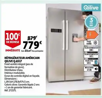 Auchan Réfrigérateur américain qilive q.6517 offre