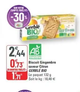 Gerblé Bio Biscuit Gingembre Saveur Citron